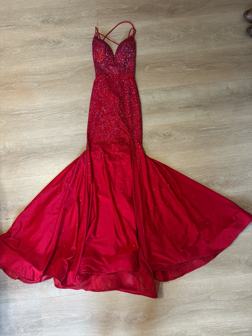 ✨ AMARRA Red Sparkle Sequin Mermaid Prom Gown - Size 00 ✨